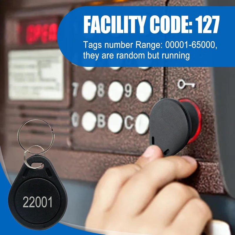 dcvbny 50pcs 26 bit Black Prox Keyfobs Proximity Fob Frequency 125KHZ H-ID Compatible with Prox Key ISOProx 1346 1386 1326 H10301 Format Card Readers, Works with The vast Majority of Access Control Systems - Image 2